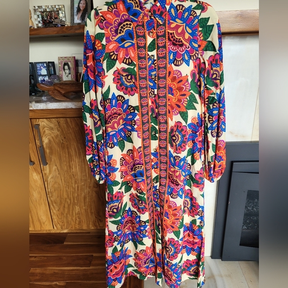 Farm Rio Long Sleeve Button Front Midi Dress - Picture 5 of 5